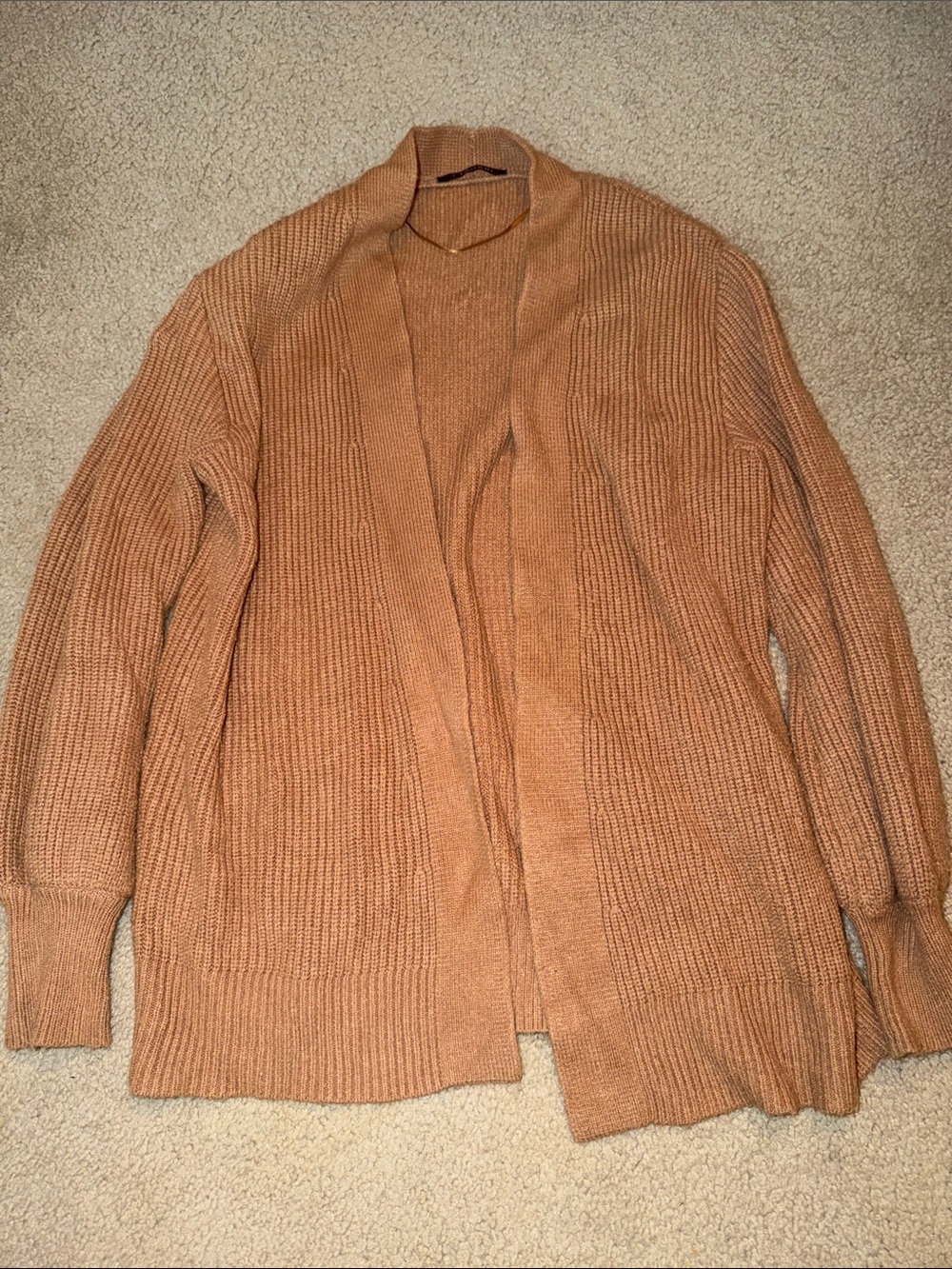 T Tahari Men's Open-Front Cardigan in Camel Brown